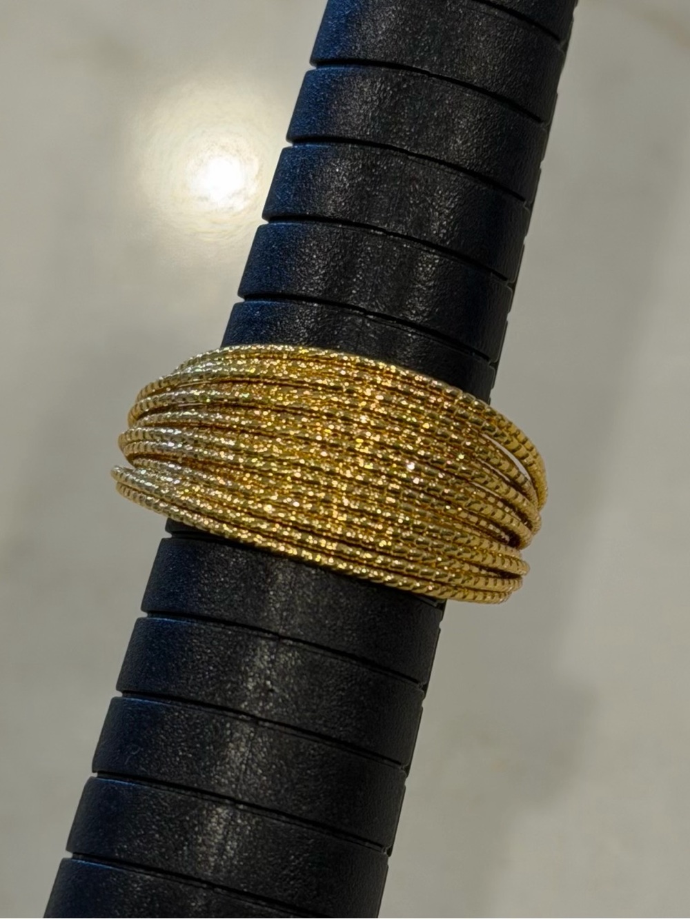Adjustable Gold Tone Multi-Layer Textured Statement Ring | Wide Cuff Style Ring
